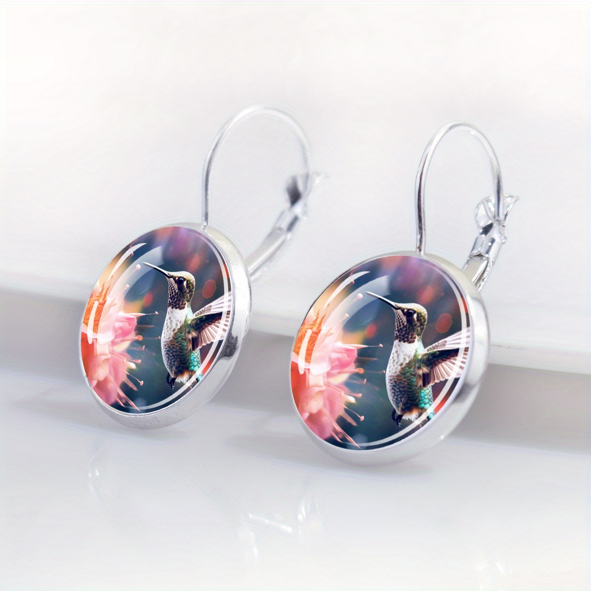 Rustic-Style Hummingbird Theme Earrings